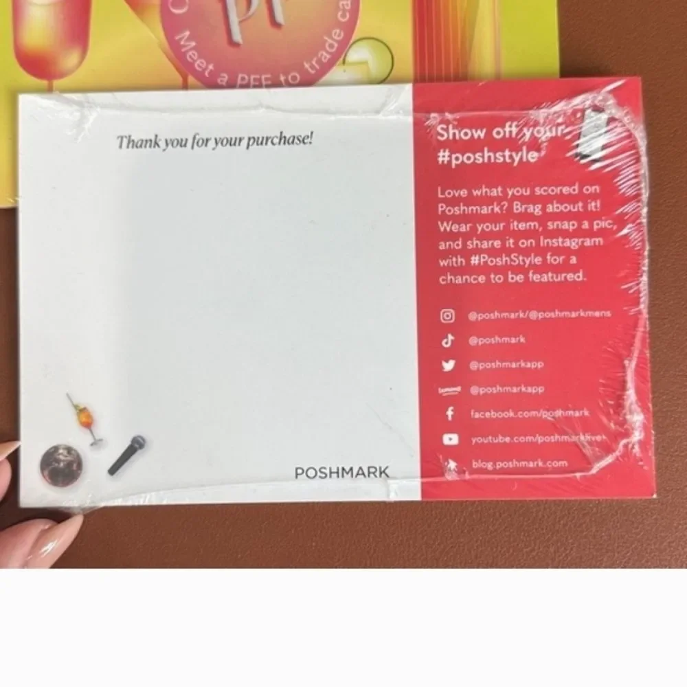 Poahmark Thank You Cheers Cocktail Note Card Set Of 6 Yellow & Pink Office